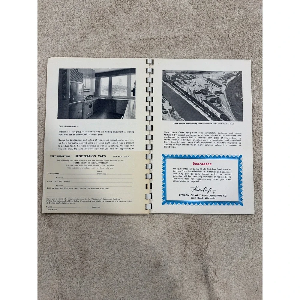 Lustre Craft Cookbook 1959 Vintage Recipes Instructions Stainless Steel Good